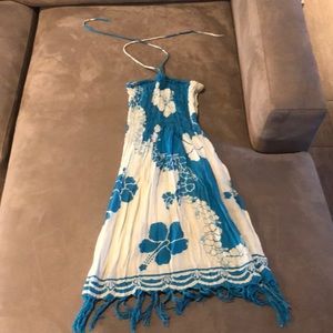 white and blue sundress/ cover up